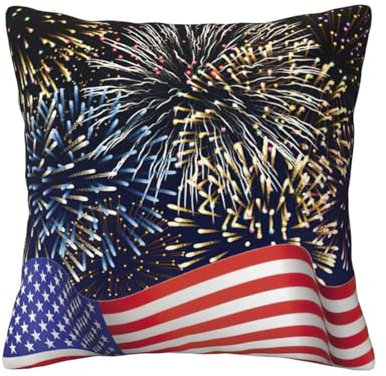 Quadratischer Premium-Kissenbezug mit USA-Flagge, ideales quadratisches Kissen, perfekt für Heimdekoration