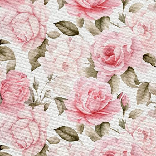 HEKO PANELS Tissu Oxford DX2366 imperméable au mètre - Toile en polyester - Tissu de couture - Déperlant - Opaque - Roses et fleurs - Aquarelle - 1 m - 155 x 100 cm