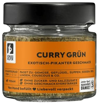 Bremer Gewürzhandel grünes Curry, leicht scharf, herrlich aromatisches Curry für lokale und asiatische Gerichte, 40g im Glas
