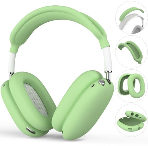 R-fun Custodia in Silicone Compatibile con Apple AirPods Max 2020, Custodia AntiGraffio per Cuscinetti Auricolari/Copri Padiglioni/Copri Fascia per AirPods Max, Verde Matcha