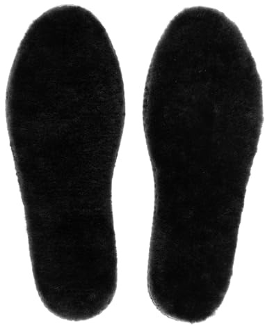 riemot Vera pelliccia di agnello solette per bambini e donne, invernali, calde solette in pelle di pecora, morbide e soffici, soletta di ricambio per stivali da neve, pantofole EU28-47, Nero , 37