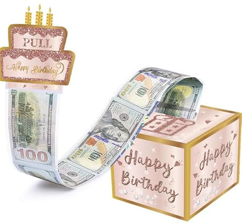 GEHENFRUCHT Geldgeschenk, Happy Birthday Geldgeschenke Box Geschenkbox DIY Geburtstag Geschenkverpackung für Männer, Frauen und Kinder (Pink-A)