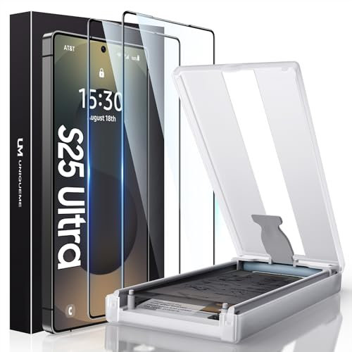 UniqueMe pour Samsung Galaxy S25 Ultra Protection écran - 2 Pièces 7H PET Film de Protection pour Samsung S25 Ultra, Support ID d'empreintes Digitales, Couverture 3D Complète, Installation Anti-bulles