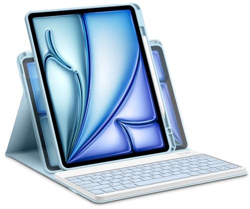 Bettdow for iPad Air 13 Inch M3 2025/ M2 2024 Keyboard Case, Horizontal/Vertical Use, UK Layout Detachable Keyboard with Case for Air 13 M2 2024/ M3 2025/ Pro 12.9 Inch 3rd/4th/5th/6th (Blue)