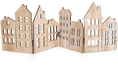 Logbuch-Verlag Häuser Silhouette zum Hinstellen aus Holz 57 x 20 cm Frühling Deko Häuserzeile Hintergrund weihnachtlich