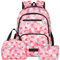 Yarmiene Sac à Dos Femme Homme 3 en 1 avec Sac à Déjeuner et Trousse à Crayons, Cartable Fille Primaire Sac à Dos Voyage Enfant Grand Homme Cartable Maternelle Fille, Rose