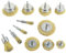 Wire Brush Drill Set - 12 Brass Coated Wheel & Cup Brushes - For Cleaning Rust Paint Removal - 1/4 inch Shank