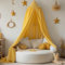 Ginkago Baldachin Kinderzimmer Baby Betthimmel Riesig Betthimmel Kinder Himmelbett Vorhänge Prinzessin Baldachin für Spiel Lesen Schlafzimmer Ankleidezimmer (Gelb)