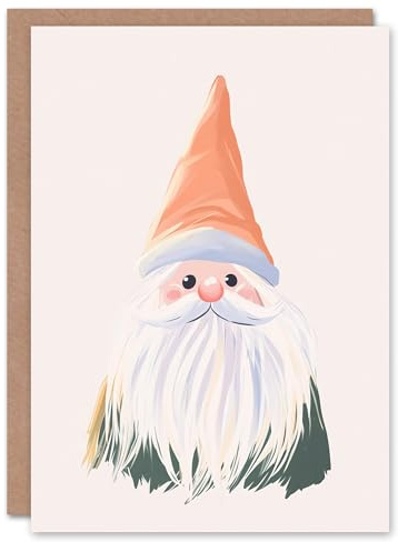 Wee Blue Coo Greeting Card Cute Garden Gnome Pastel Colour Modern Painting Blank For Him Or Her Art Xmas Christmas Card