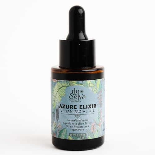 DeSelva De Selva Azure Elixir - Blue Tanaceto Face Oil with Squalane Camellia and Jojoba, Moisturising and Soothing Face Oil for Combination and Sensitive Skin, Vegan Formula and