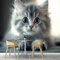 Fototapete 3D Effekt Tier 150×105 cm,Tapete Fototapeten Tapeten Wandtapete,Graue Katze Wandbild Wand Schlafzimmer Wohnzimmer