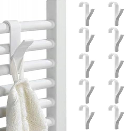 10 piezas de ganchos redondos blancos para radiador, ganchos multiusos redondos para radiador, ganchos para toallas de radiador de baño, ganchos ps para radiadores de baño.