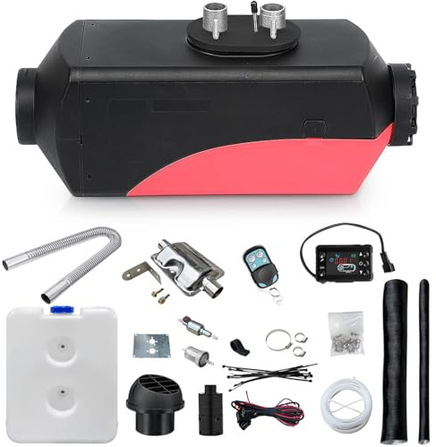 5KW / 8KW 12V Diesel Air Heater with LCD, Remote Control, Fuel Tank - Portable Night Parking Diesel Heater for Truck, Boat, Motorhome, Camping, Warehouse Heating (Colour A, 5KW)