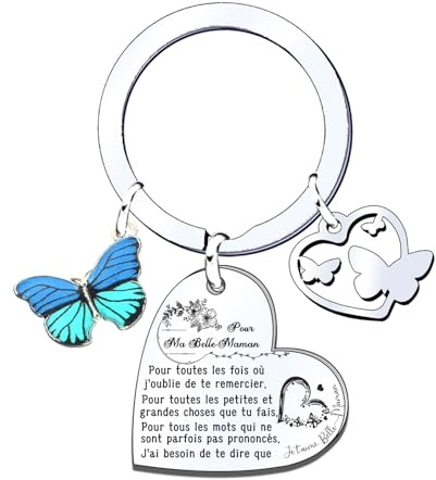 MNBVBV Cadeau Belle Mere Porte Clef Cadeau Fete des Meres Original Cadeau Fête des Mères porte clef belle maman,Cadeau Merci Maman Noel(belle-maman)