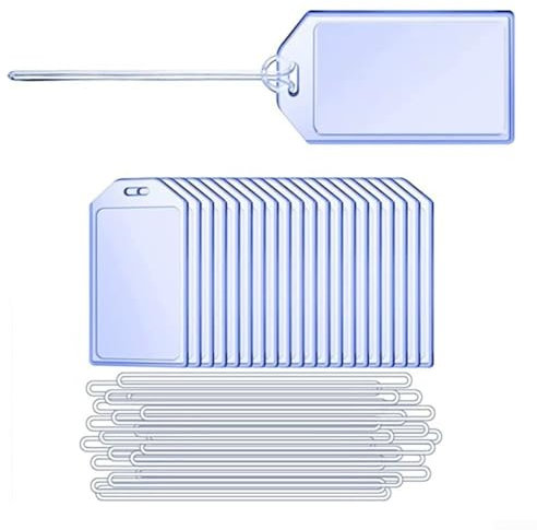 Lot de 10 étiquettes de bagage transparentes pour valises avec porte-cartes d'identité étanches et sangles à boucle pour une identification facile