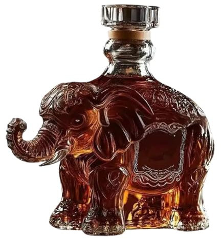 KESOTO Whiskey Decanter with Animal Statue Theme, Elephant Whiskey Bottle, Funny Tequila Bottle, Unique Glass Decanter for Home Bar Decor, for Dad Men, Unique Birthday Gifts, Valentine's Day