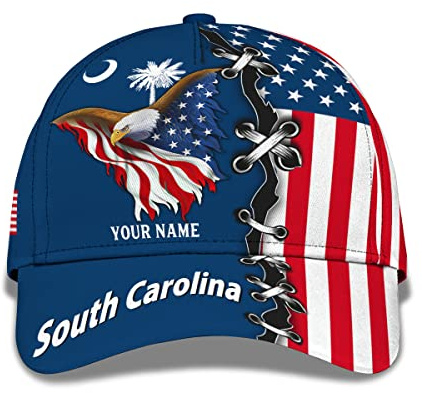 Flagge des Staates South Carolina, Amerika, Weißkopfseeadler Herren Damen Basecap Verstellbar Angeln Hüte Leicht Baseballmütze Für Kletter Laufen Golf