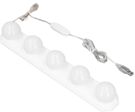 YWBL-WH Tragbare Make-up-Leuchte, 5 Glühbirnen, LED-Schminktischleuchten mit 3 Farbtemperaturen, 10 Helligkeitsstufen, USB-betriebene Spiegelleuchten Zum Aufkleben für das Ankleidezimmer