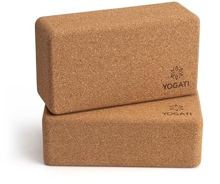 YOGATI® Kork Yoga Block 2er Set | Umweltfreundlicher Yoga Stützblock | Nachhaltiges Naturkorkmaterial | Ideal für Anfänger, Dehnübungen und Beweglichkeitstraining | Cork Yoga Blocks set of 2