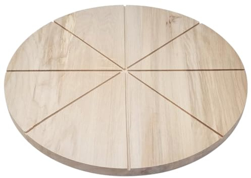 Tagliere in Legno Naturale per Pizza con Scanalature per 8 Fette Diametro 32cm