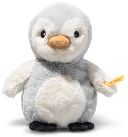Steiff Kuscheltier Lio Pinguin mit Rassel, Süßes Stofftier, Jungen, Mädchen & Babys ab 0 Monaten, Friends, Plüschtier 14 cm, Klein, Hellgrau, 242816