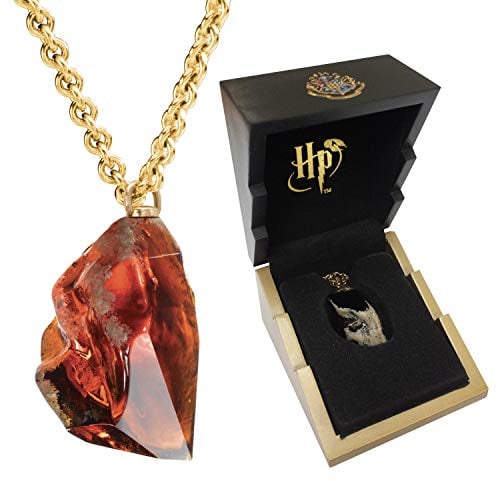The Noble Collection Harry Potter Sorcerer’s Stone Pendant - 3″ (7.6cm) Philosopher's Stone Necklace With Gold Chain - Officially Licensed Harry Potter Film Set Jewellery Gifts