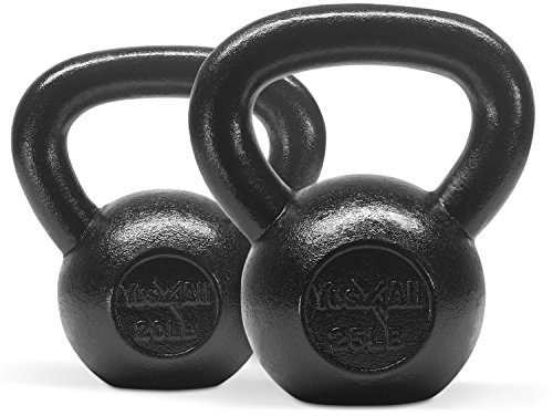 Yes4All Unisex-Erwachsene KJO2 Combo Gusseisen Kugelhantel Gewichte Sets-Ideal für Ganzkörpertraining und Krafttraining-Kugelhanteln 20 (Schwarz), C. 9,1-11,3 kg, 25 lbs