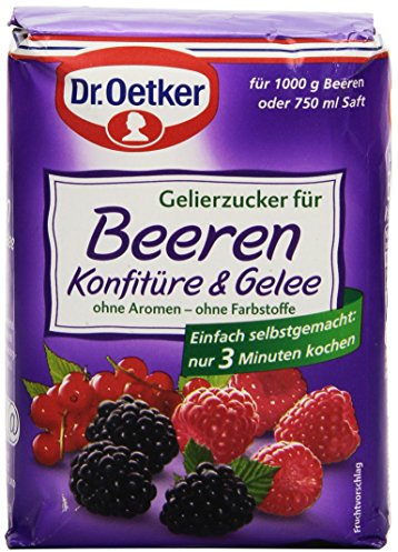 Dr. Oetker Gelierzucker für Beeren Konfitüre, 500 g, fertiger Gelierzucker, zum Selbermachen von Konfitüren & Gelees aus verschiedenen Beeren, vegan