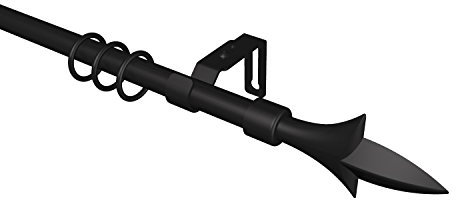 Flairdeco Gardinenstange 16 mm Ø Lilie, Metall-Kunststoff, Schwarz, 200 cm