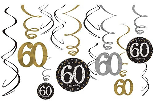 Adult Gold Celebration 60th Swirl Decorations
