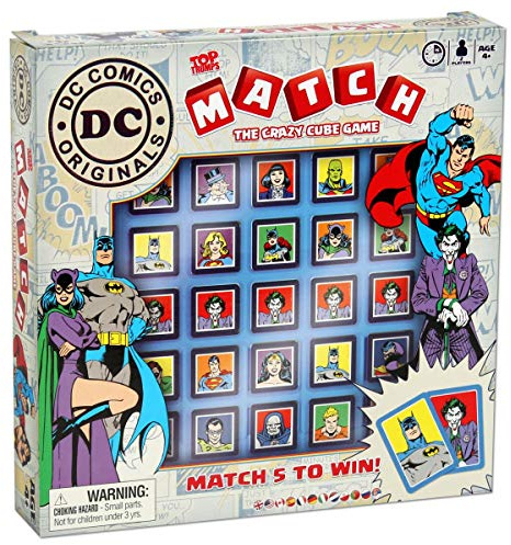 Top Trumps DC Comics Match The Crazy Cube Game, play with 15 of your favourite characters including Batman, Superman, Wonder Woman, Darkseid and the Joker, gift and toy for Boys and Girls Aged 4.