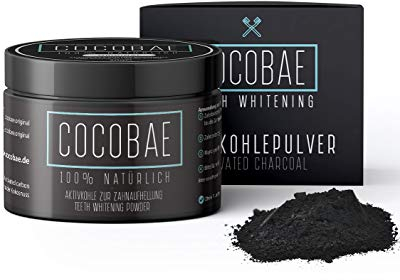 COCOBAE® Teeth Whitening - Aktivkohle Pulver Aus Kokosnuss Kohle - Natürliche Zahnaufhellung - Aktivkohle Zähne - Activated Charcoal Powder