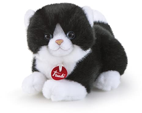 Trudi Trudino Gatto bianco/nero Gattino Peluche piccolo regalo Natale, Pasqua, compleanno | 9x10x15cm taglia XS | Trudini Classic | modello 51262