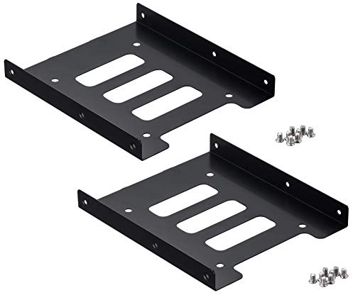 Ruaeoda 2,5 bis 3,5 SSD Montagehalterung 2 Pack Metall Festplattenadapter Tray Laufwerksschacht Halter Kompatibel mit SATA I/II/III Interne PC SSD