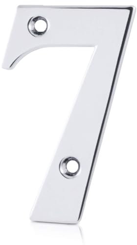 XFORT Polished Chrome Front Door Number 7, House Number Suitable for All Door Types including Wooden, uPVC, and Composite.