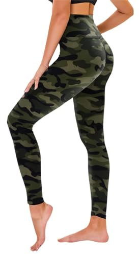 TNNZEET High Waist Leggings Damen Elastische Leggins Weiche Sporthose für Sport Gym,Armeegrün,S-M