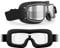 BERTONI Motorradbrille Schutzbrille für Harley Davidson Chopper und Scrambler aus schwarzem Leder und Chrom Rahmen mod. 188 (Transparente Silberspiegel Linse + Optischer Adapter)
