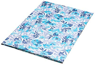 1buy3 Jersey Stoff Gemustert zum nähen | 92% Baumwolle, 8% Elasthan | Kinderstoff | Baumwolljersey | Muster: Blossom Summer Blue | 50cm x 160cm | Grundpreis je m² = €9,99