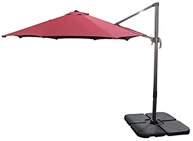 SHATCHI 3 m roter achteckiger Sonnenschirm mit Kreuzfuß und 65 mm Aluminiumstange, Sonnenschutz, Garten, Outdoor, Strand, Terrasse, Überdachung, Überdachung, Regenschirm, Freischwinger