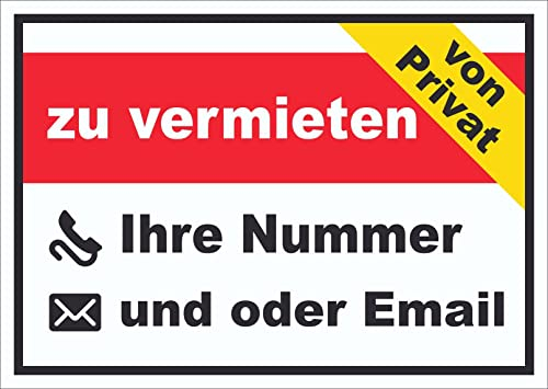 HB-Druck zu vermieten von Privat Schild mit Wunschtext A4