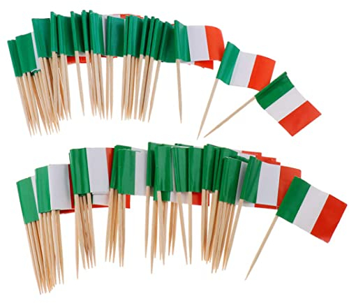 Zahnstocher Lebensmittel Fahnen 100 Stücke Papier Italien Flagge Picks Mini Food Zahnstocher Sticksticke Fahne Für Party Food Cupcake Topper Cocktail Sticks Obst Salat Pub Bbq