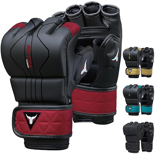 MMA Handschuhe für Herren und Damen — Atmungsaktive Open-Palm Sparring Handschuhe, Grappling Handschuhe für Kickboxen, Muay Thai, Käfigkampf, MMA & Kampfsport Training