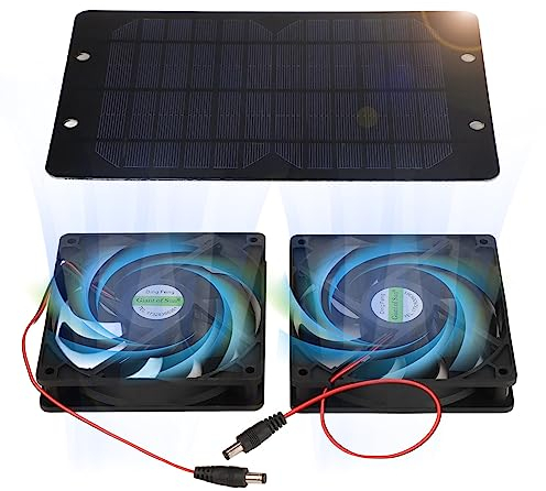 Kit Ventola Pannello Solare,Ventola Solare 10W 2A Serra, Ventola di Scarico Pannello Solare, Ventilatore Solare USB Resistente alle Intemperie e Portatile per Pollaio Serre Capannone Garage