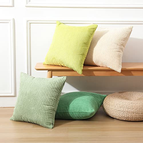 Mandioo Dekorative Wurf Kissenbezüge18 x 18,Set von 4 Modern Minimalism, Mix and Match Funky Cord Dekokissen Kissenbezug Couchkissen Kissenhülle für Home Sofa Schlafzimmer Wohnzimmer,Salbei grün