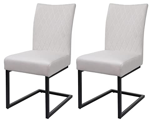 Mendler 2er-Set Freischwinger HWC-L15, Besucherstuhl Konferenzstuhl Stuhl, Samt Stahl pulverbeschichtet - Creme-beige