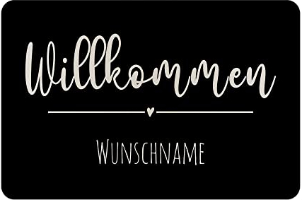 PR Print Royal Personalisierte Fußmatte aus Filz - eine Zeile Wunschtext - Willkommen Herz - Geschenke zum Einzug | rutschfest, 60x40cm mit abgerundeten Ecken
