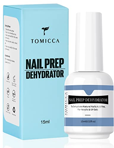 TOMICCA Professional Natural Nail Prep Dehydrator,Nails Superior Bonding Primer for UV Gel Nail Polish Acrylic Powder 0.5 oz Fast Dry Natural Dehydrator Base Varnish Manicure Bonder Liquid