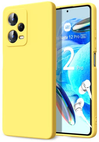 Byvuwiay Funda para Xiaomi Redmi Note 12 Pro 5G, Silicona Líquida Silicona Ultra Protectora Antichoque Case para Xiaomi Redmi Note 12 Pro 5G - Amarillo