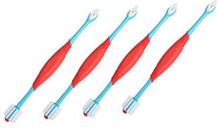 POPETPOP 4stücke Teiliges Hundezahnbürsten Doppelköpfige Ergonomische Zahnpflege Für Hunde Und Katzen Langlebige Materialien Einfache Anwendung Für Zahnhygiene