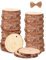 Huixinue Holzscheiben 54 Stücke Baumscheiben 7-8CM Durchmesser 0.5CM dick,Gebohrte Holz Log Scheiben,Runde Naturholz Holzscheibe, Holzscheiben zum Basteln für Hochzeitsdeko, Weihnachtsdeko.
